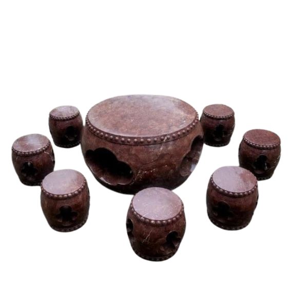Bộ bàn ghế bằng đá tự nhiên vân rồng BBGDTN1m30