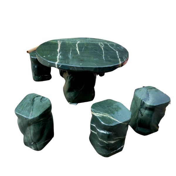 Bộ bàn ghế đá tự nhiên ngoài trời BBGDTN1m95