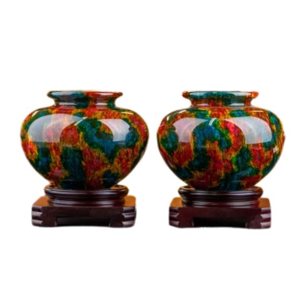 Cặp lục bình đá tự nhiên Serpentine VPPT20cm