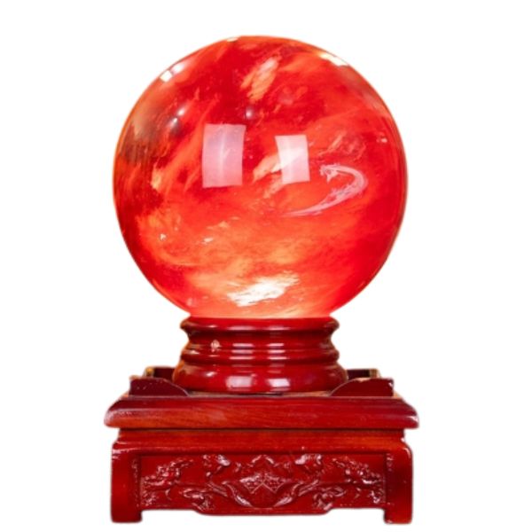 Quả cầu đá thạch anh màu đỏ QCPT9,9KG