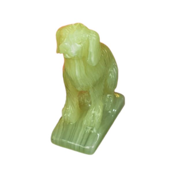 Tượng chó đá Onyx xanh phong thuỷ LVPT12cm